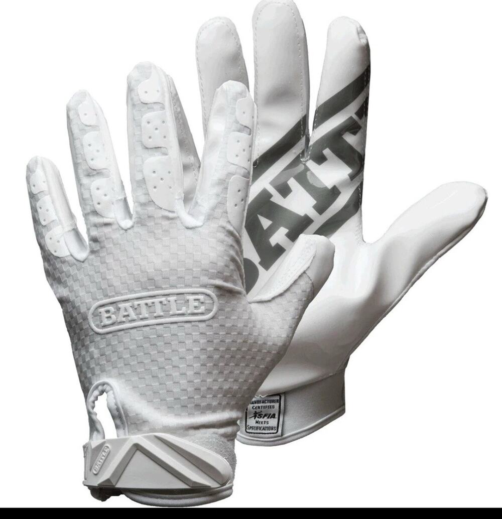 Battle Sports Triple Threat Adult Football Receiver Gloves - White Size XL